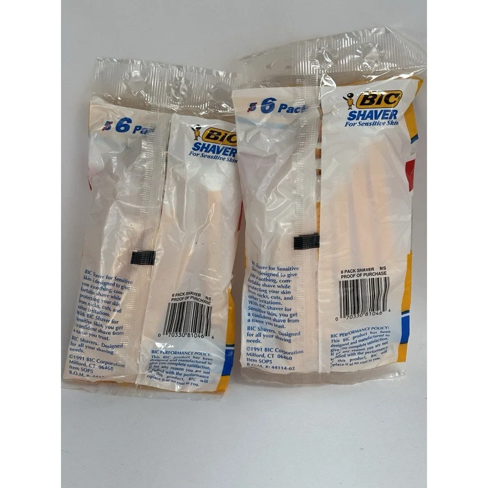 Vintage (2) BIC Shaver For Sensitive Skin Disposable Razors 1991 USA Prop